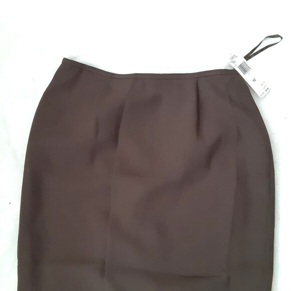 NWT Evan Picone brown career skirt fully lined midi 30" waist polyester - Picture 2 of 5